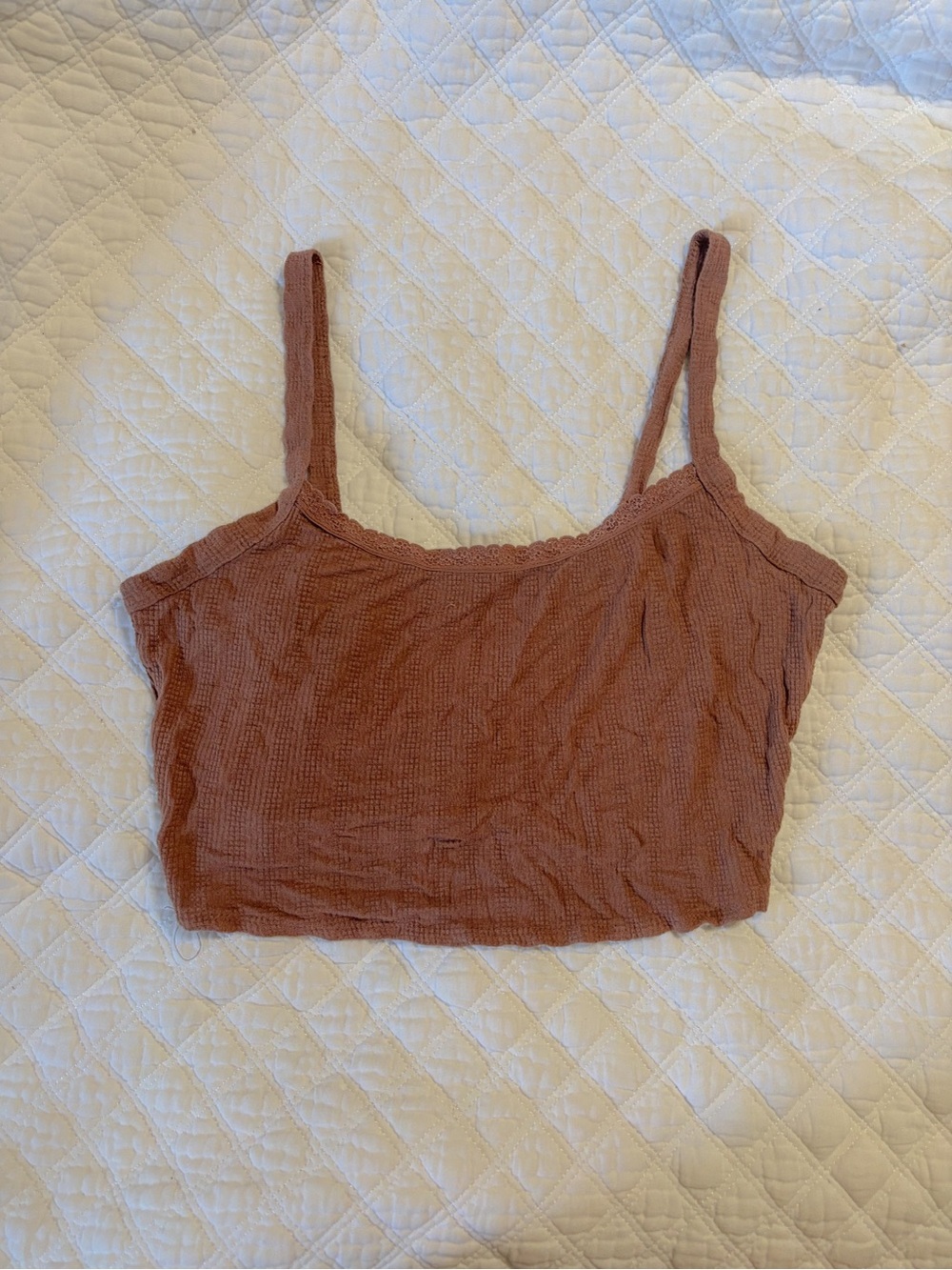 Bozzolo Rust-Toned Cropped Camisole with Spaghetti Straps